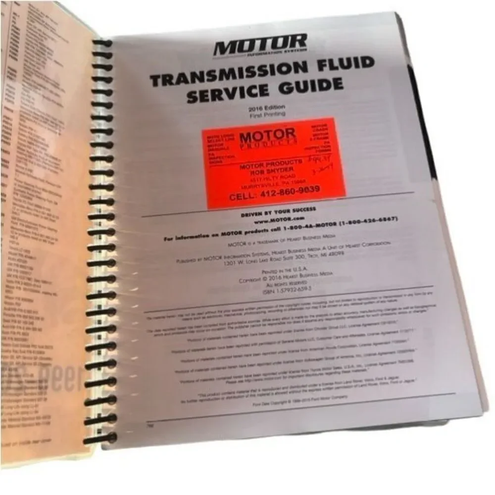 Motor Transmission Fluid Service Guide 1999-2016